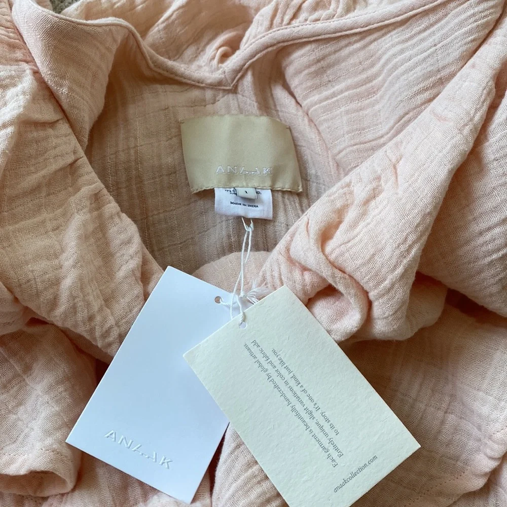 NWT ANAAK Brigitte Ruffled V-Neck Cotton Dress, Sz 1/Small - Picture 4 of 7